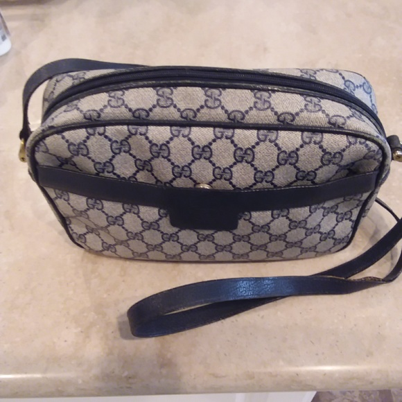 Gucci Handbags - Gucci Beige & Black GG Canvas Shoulder Bag